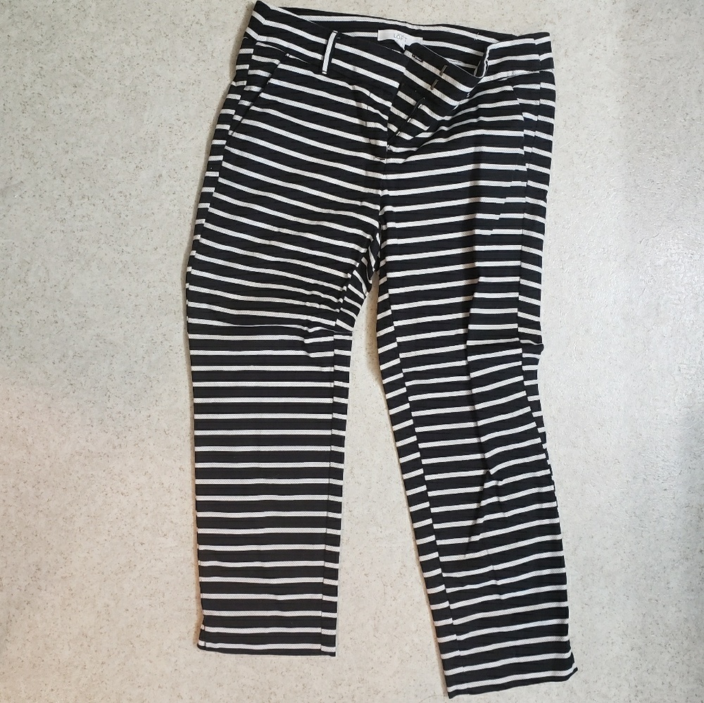 LOFT striped ankle pants marisa fit